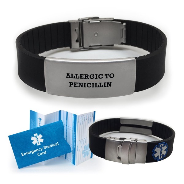 Allergic to Penicillin Medical Alert ID Bracelet for Men and Women
