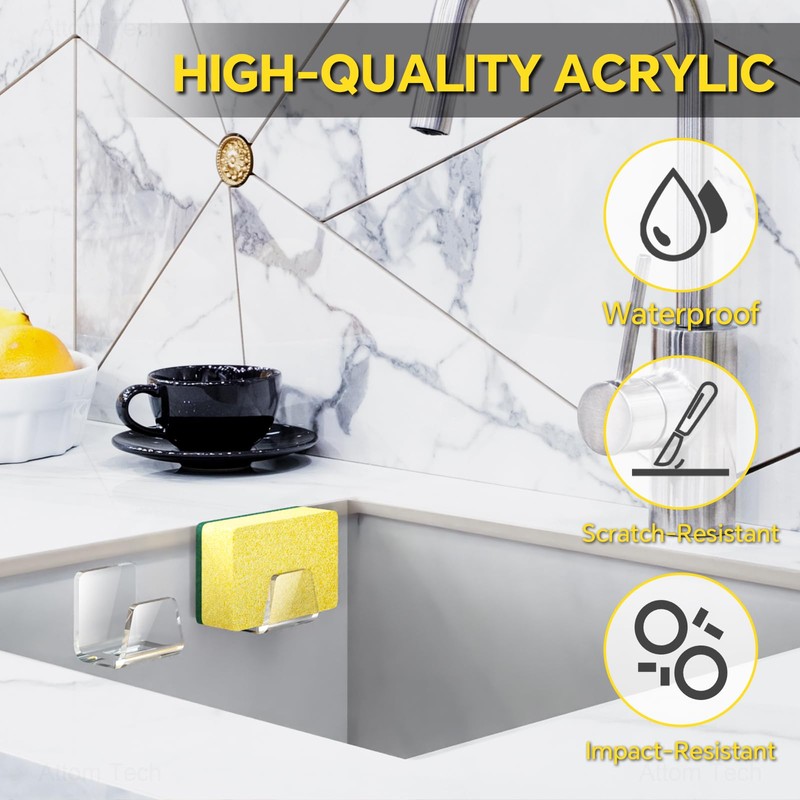 NiHome Clear Acrylic Kitchen Sink Sponge Holders 2PCS for Sponges,