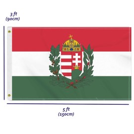 3×5 FT Old Hungary War Ensign(1939-1945) Flag, Large 100D Hungarian Heritage Outdoor Banner,Doube Side Printing Decor For Patio Garden With Brass Gromment
