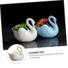 CIYODO Succulent Flowerpot Ceramic Pots Drainage Swan Shaped Planter for