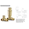 Brushed Brass Thermostatic Radiator Valve Angled TRV Corner Radiator Thermostat
