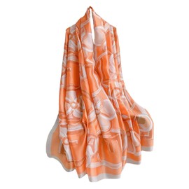 WEIGEER Silk Scarf Women Chiffon Shawl Red Scarf Neck Cief Long Head Wrap Thin Scarf Beach Women Hijab Belt Vintage Bridal Shawl Binder Chiffon Scarf Colourful Cloth L180/W90 (Orange)