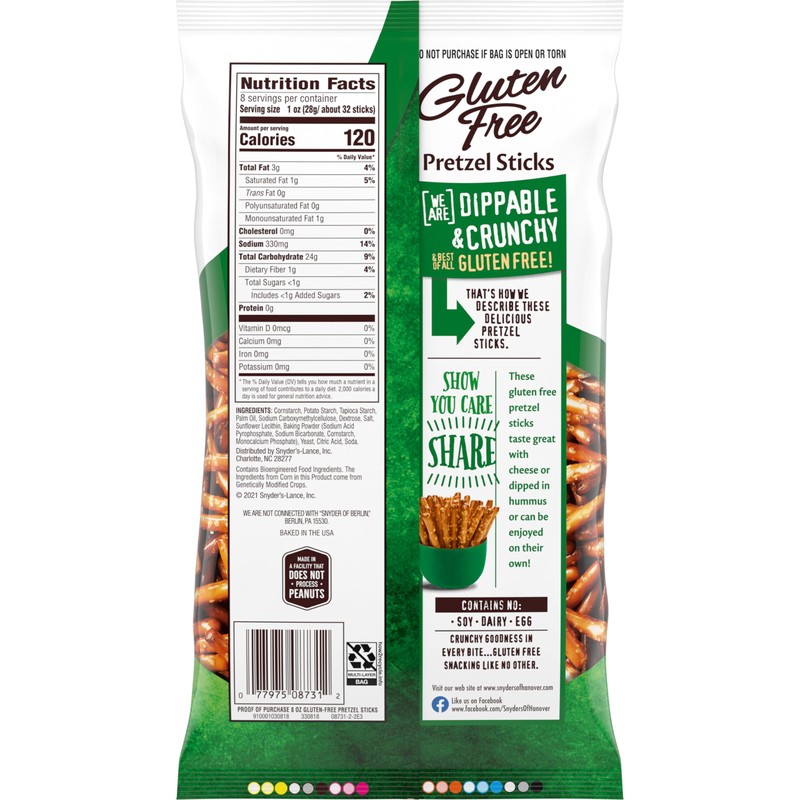 Snyder's of Hanover Pretzels, Gluten Free Pretzel Sticks, 8 Oz
