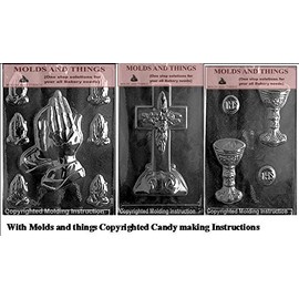 Assorted Praying Hands chocolate candy mold, Large Cross with Base chocoloate candy mold , Host/Chalice chocolate candy mold with molding Instructions