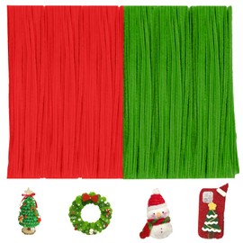Pipe Cleaners, 200 Pcs Pipe Cleaners Craft Bulk, Thick Pipe Cleaners Craft Supplies, Fuzzy Sticks Chenille Stems for Arts Craft DIY Kids Decorations Creative School Projects (Green, Red)