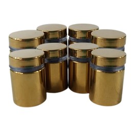 Gold 8 Pack: Stainless Steel Wall Mount Standoff Screw Hardware for Acrylic/Glass Sign Holders, Picture Frames, Advertising, Artwork Displays (3/4" x 1" - 19mm x 25mm)