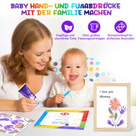 TOGOU2S Baby Handprint and Footprint Set with Sponge, Non-Toxic Acid Free, Paw Print Set Dog for Drawing, Handprints, Footprints and Craft Projects, Purple