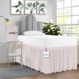 SGI bedding Dorm Bed Skirt Twin XL 28 Inch Drop Length - Light Grey, Ruffled Pattern College Dorm Room Bed Skirts - Split Corner, Easy Care, Wrinkle Free 1800 Series Microfiber Bed Skirt