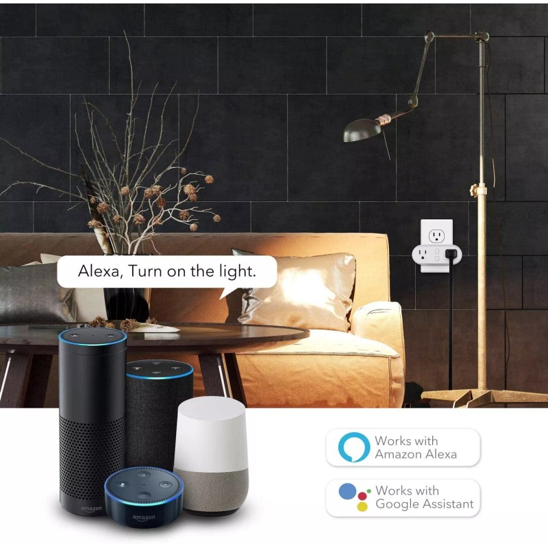 HBN Smart Plug 15A, WiFi&Bluetooth Outlet Extender Dual Socket Plugs,