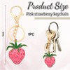 Kotkiddy Cute Oil Painting Strawberry Keyring Red Pink Strawberry Fruit