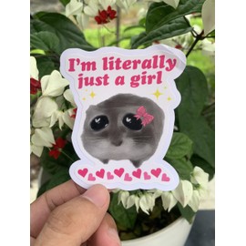 LUDIMSTI 3Pcs - Funny Sad Hamster Meme I'm Literally Just A Girl Waterproof Vinyl Stickers 3 Inches