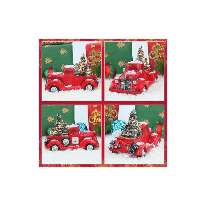 ASVEL 17 cm Camión Casa de Campo Rojo, Decoracion Navidad