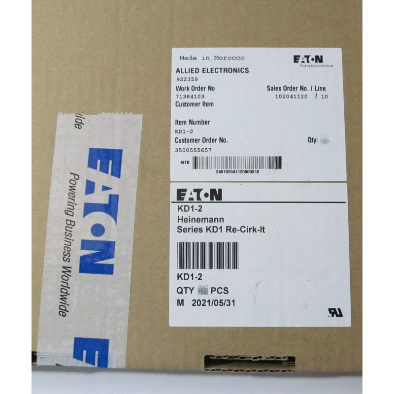 Eaton NEW EATON/ HEINEMANN 2-AMP 2A KD1-2 PUSH RE-CIRK-IT PUSHBUTTON