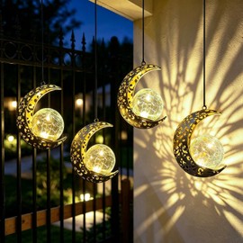 Solar Moon Lanterns Outdoor Waterproof Hanging Solar Lights Garden Decor