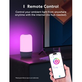 Meross Smart LED Bedside Lamp Touch Dimmable Works with Apple HomeKit, Colour Changing WiFi LED Night Lamp Works with Alexa and Google Home, RGBWW Night Light with Timing for Living Room