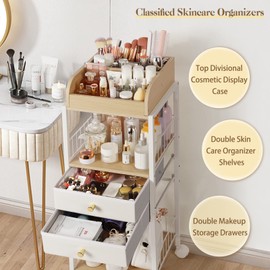 Makeup Organizer, Floor Skincare Organizers Make Up Organizers and Storage with Drawers, Vanity Organizer Cosmetics Display Cases Makeup Holder for Skin Care Nail Polish Perfume Makeup brush Hair Tool