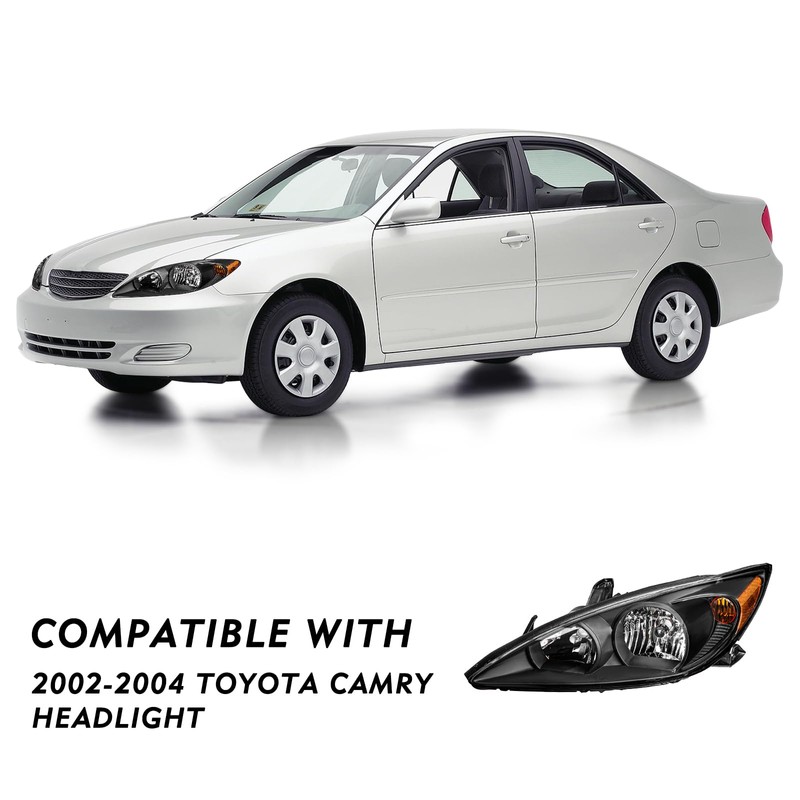 TUSDAR Headlight Assembly Fits 2002 2003 2004 Toyota Camry, Driver