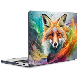 ICEKEE for M4 MacBook Pro 14 inch Case 2024（A3112 A3401 A3185） 2023（M3 A2918 A2992 M2 A2779） 2021（M1 A2442 ） Pro/Max, Plastic Hard Shell Cover for Mac Pro 14", Fox Art