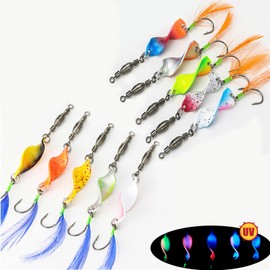 Trout Bait Twist Spoons Trout 9 x UV-Active 3 g | 10 Twister Spinner Trout with Rolling Swivels | Trout Blinker Spoon in Box | Trout Bait Set for Trout Fishing Trout Bait