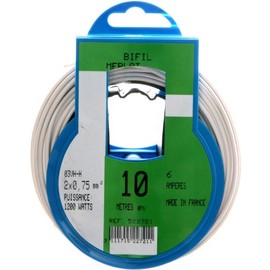 Profiplast PRP522721 Cable Coil 10 m HO3VHH 2 x 0.75 mm White
