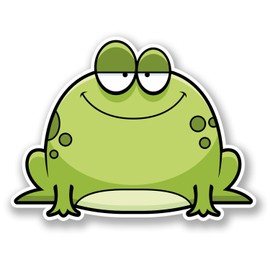 2 x 10cm Happy Green Frog Vinyl Sticker Laptop Helmet Bike Car Motorbike #5713 (10cm Wide x 7.5cm Tall)