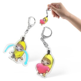 TEOZBLU Set of 2 Keychains Key Holder Pendant Cat, Key Pendant Couple, Partner Key Pendant, Cute Cat, Matching Keychain, Backpack Key Pendant