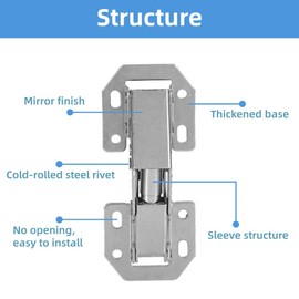 10PCS Cabinet Hinges, 90 Degree 3 Inch Stainless Steel Soft Closing Door Hinge No-Drilling Hole Cabinet Hinge Bridge Shaped Spring Full Overlay Cupboard Hinges with Screws