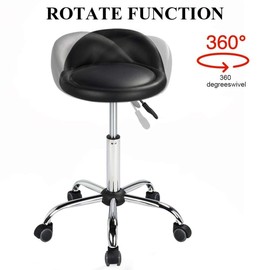 Yaheetech Height Adjustable Hydraulic Rolling Swivel Salon Stool Chair Tattoo Massage Facial Spa Stool Chair with Backrest Black - 2PCS
