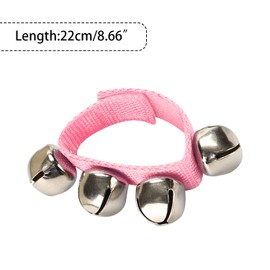 Boguish Jingle Bells, Wrist Bells, Percussion Instruments Musical Rhythm Band with 4 Silver Bells for Party Christmas 2pcs, 22cm / 8.66 inch., Silver