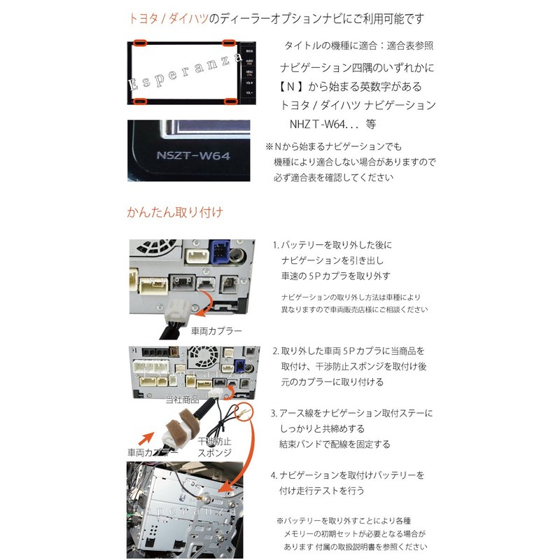 【Esperanza】取説付 テレビキャンセラー エスティマ 純正ディーラーオプションナビ テレビキット 走行中テレビが見れるキット