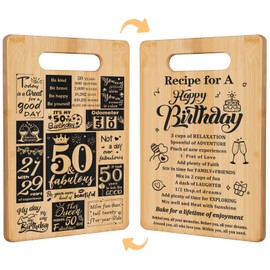 50th Birthday Gifts for Women Men,Turning 50 and Fabulous&Recipe for A Happy Birthday Double Sided Cutting Board Gift for Her Him,50th Birthday Gift Ideas,Cool Gifts for 50 Year Old Woman