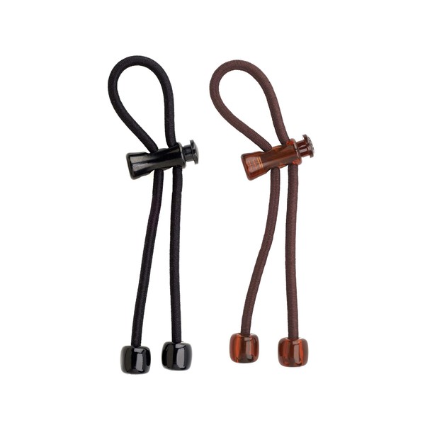 Hair Tie – Ponytail Holder – Pulleez Sliding Elastic Hair Product – Double Pack – (1) Black, (1) Brown