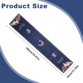 Ramadan Mubarak Table Runner, 70.87x13.78 inch Ramadan Table Cloth Blue Ramadan Tablecloth for Table Happy Ramadan Mubarak Table Cover Decorations