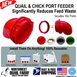 nwquailfarm.com QUAIL & BABY CHICK PORT FEEDER - 16 FEEDER PORTS NO WASTE FEED SAVER - White