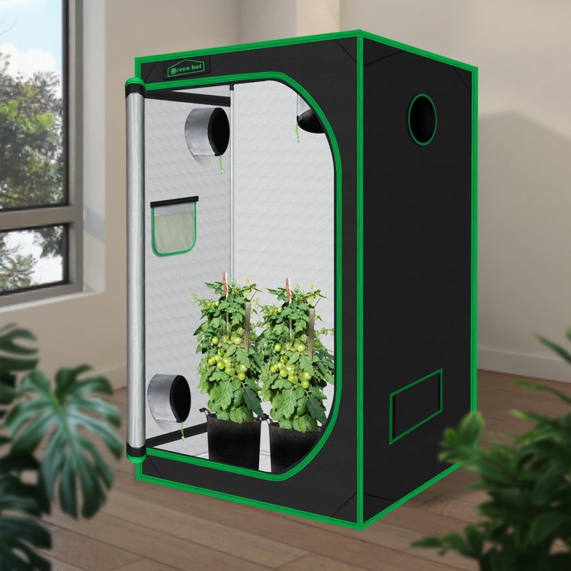 Green Hut Grow Tent 32"x32"x63", High Reflective Mylar Dark Room
