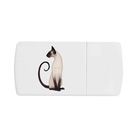 Azeeda 'Elegant Sitting Siamese Cat' Pill Box with Tablet Splitter (PI00036088)