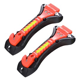 Emergency Escape Hammer with Fluorescent Stripe, Car Safety Tool, Set of 2, Black/Orange