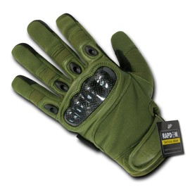 Rapdom Tactical Carbon Fiber Knuckle Gloves, Olive, Small