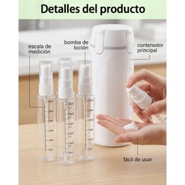5 Dispensador para Viaje, Dispensador 4 En 1 para Viaje, Botellas De Viaje Reutilizables, Kits De Botellas De Viaje Líquidas para Viajes, Gimnasios y Uso Diario