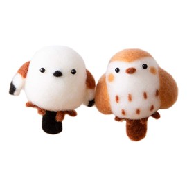 Hamanaka Wool Felt Kit, Marukoro Aclaine Marukoro Series, Shimahaga and Puffy Sparrows, Brown