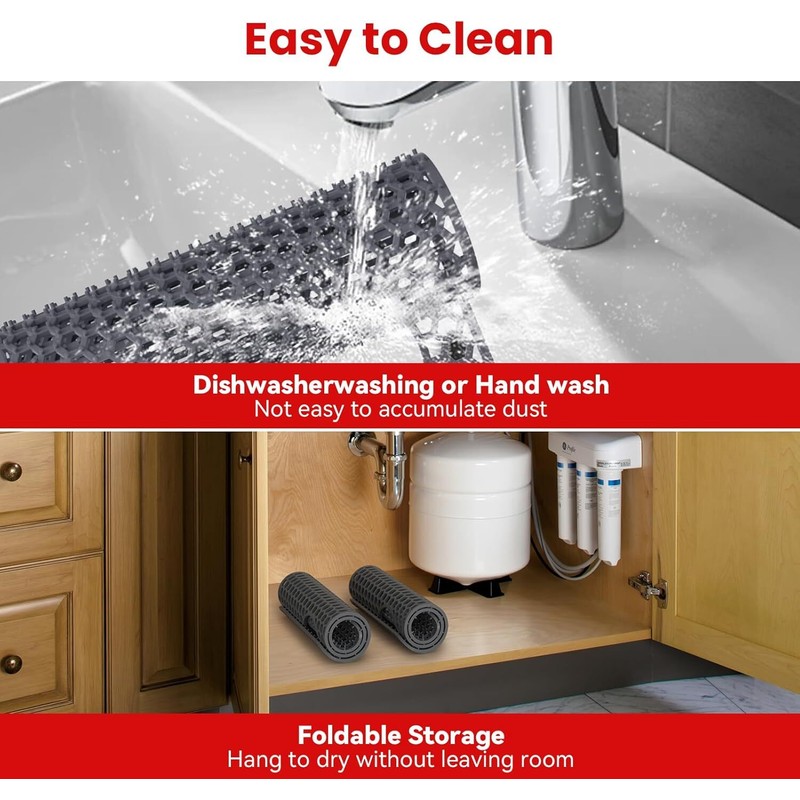 TOOVEM 28.3"x14.4" Sink Protector - Farmhouse Drain Hole Mat, Kitchen