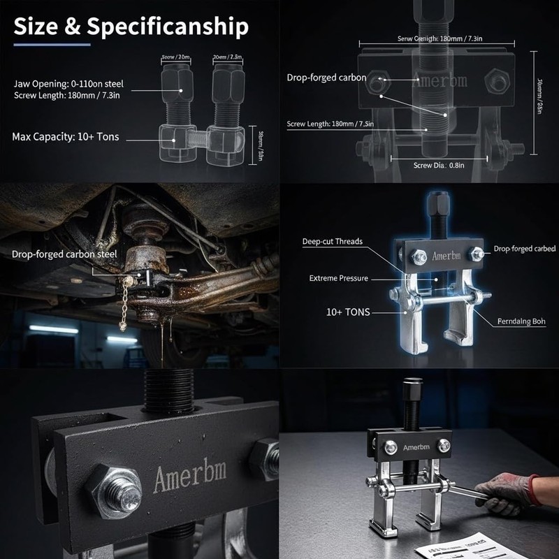 Amerbm Heavy Duty Pitman Arm Puller Adjustable Jaws Bearing Puller