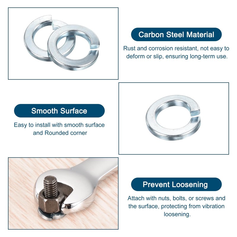 sourcing map 7/8" Split Lock Washer, 10Pcs Carbon Steel Spring