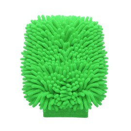 HARFINGTON Chenille Microfiber Car Wash Mitts 9" x 5.5" Scratch Free Wash Gloves Absorbent Double Sided Plush Cleaning Drying Mitts for Car Washing Home Clean Green