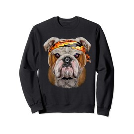 Grumpy English Bulldog in Punk Rock Style Sweatshirt