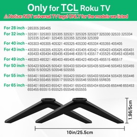 Rimous TV Stand Legs for TCL Roku TV Legs Replacement Compatible with 28in 32in 40in 43in 49in 50in 55in 65in TCL Roku TV Stand Legs Base Feet with Screws Easy Install