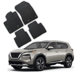 ecoMats Floor Mats Custom-Fit for Nissan Rogue 2024 2023 2022 2021 | All-Weather Mat 4-Piece Set with Safety Locks | Odorless, Black, Not for Rogue Sport