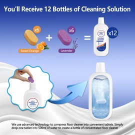 ZORAST Floor Cleaning Solution, 12PCS Lavender & Sweet Orange Scent Cleaning Tablets Compatible with Tineco Wet/Dry Vacuum, Deep Cleans Low Foam Formula for All Hard Floors