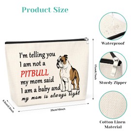 Pitbull Gifts for Women Makeup Bag Pitbull Themed for Friend Girl Sister Dog Owner Gift Toiletry Bag Birthday Christmas Presents for Daughter Her Colleague Travel Cosmetic Pouch