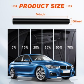 PAMAGOO 5% Percent Car Window Tint, 5% VLT Nano Ceramic Window Roll 36" Inch 100'Ft, Automotive Tint for Privacy Sun & Glare Protection UV Heat Blocking, Scratch Resistant 5-Layer